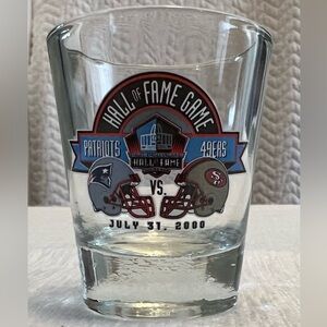 VTG NFL HOF Game Shot Glass 7/31/2000 Patriots v 49ers Tom Brady Debut Game
